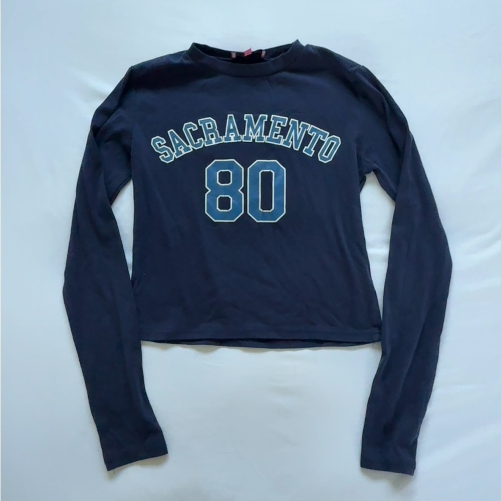 Edikted Navy Long Sleeve Top